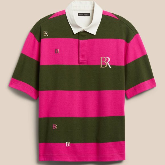 BANANA REPUBLIC LOGO RUGBY SHIRT - Picture 1 of 7